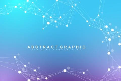 Geometric abstract background with connected line and dots. Network and conne Stock Illustration