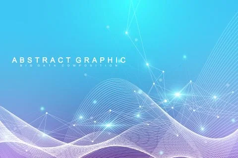 Geometric abstract background with connected line and dots. Network and conne Stock Illustration