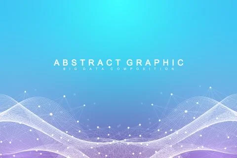 Geometric abstract background with connected line and dots. Network and conne イラスト素材