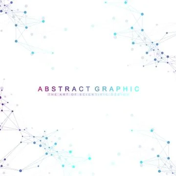 Geometric abstract background with connected line and dots. Network and conne Illustrazione stock
