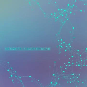 Geometric abstract background with connected line and dots. Network and conne イラスト素材