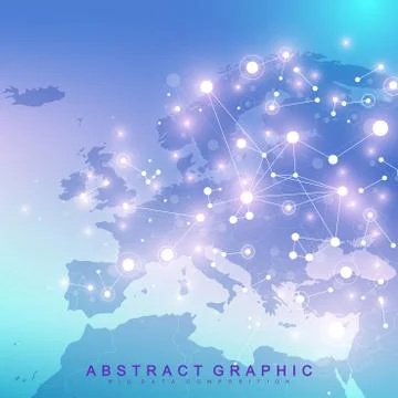 Geometric abstract background with connected line and dots. Network and conne イラスト素材