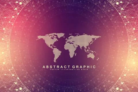 Geometric abstract background with connected line and dots. Network and conne イラスト素材