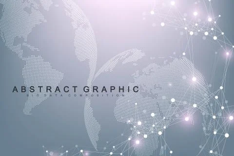 Geometric abstract background with connected line and dots. Network and conne Stock Illustration