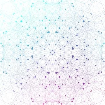 Geometric abstract background with connected line and dots. Network and conne Stockillustratie