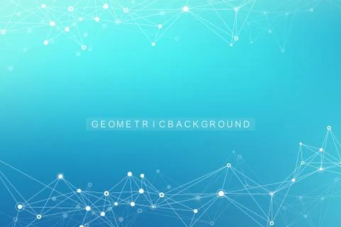 Geometric abstract background with connected line and dots. Network and conne Stockillustratie