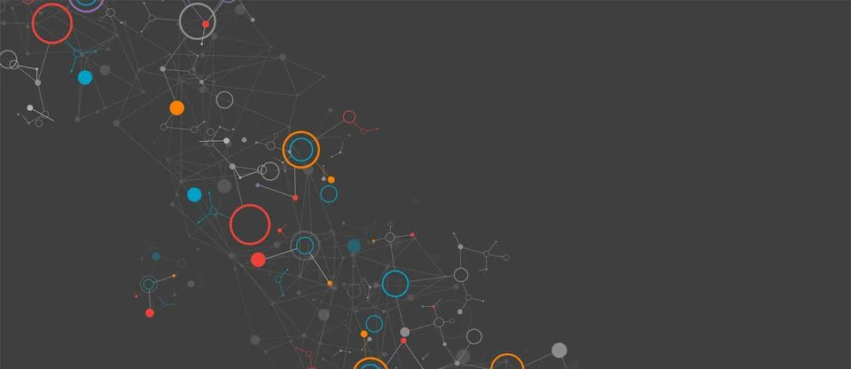 Geometric abstract background with connected line and dots. Futuristic digita Stock Illustration
