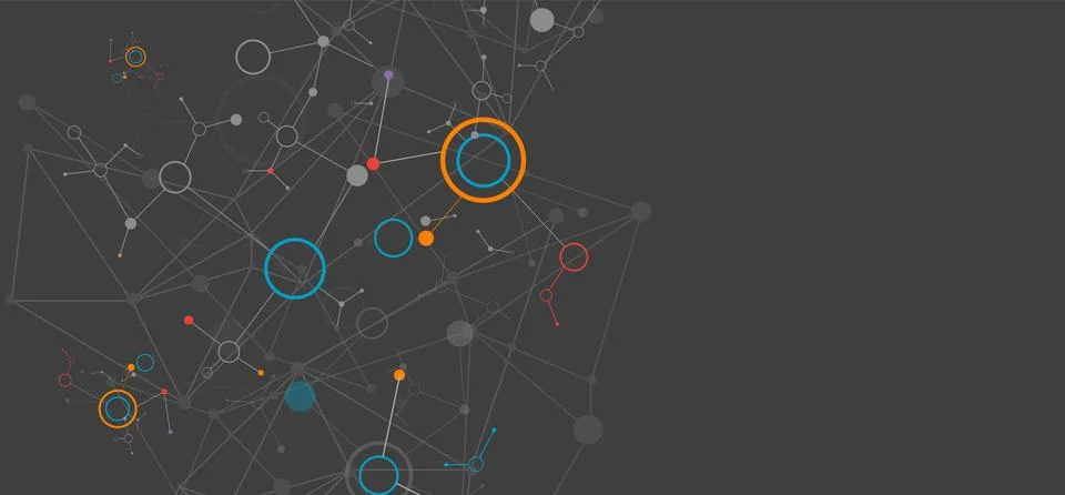 Geometric abstract background with connected line and dots. Futuristic digita Stock Illustration