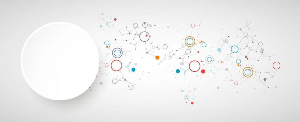Geometric abstract background with connected line and dots. Futuristic digita Stock Illustration