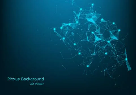 Geometric abstract background with connected line and dots. Big Data Visualiz 库存插图