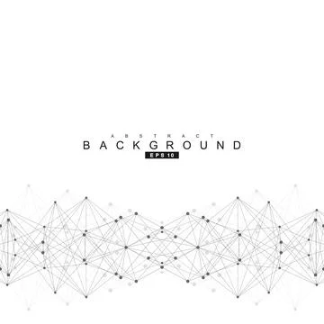 Geometric abstract background with connected line and dots. Structure molec.. Stock Illustration