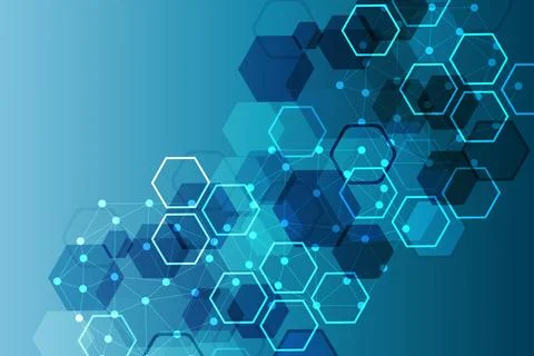 Geometric abstract background with connected line and dots. Structure molec.. Stock Illustration