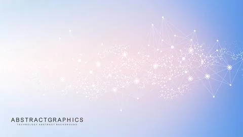 Geometric abstract background with connected line and dots. Structure molec.. Stock Illustration