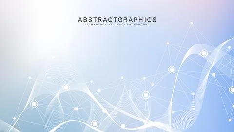 Geometric abstract background with connected line and dots. Structure molecul Stock Illustration