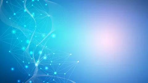 Geometric abstract background with connected line and dots. Structure molecule Stock Illustration