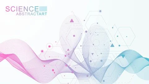 Geometric abstract background with connected line and dots. Structure molecule Stock Illustration