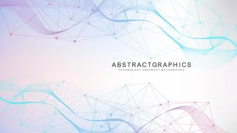 Geometric abstract background with connected line and dots. Structure molecule Illustrazione stock