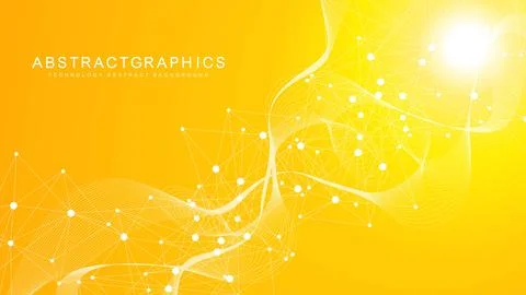 Geometric abstract background with connected line and dots. Structure molecule Stock Illustration
