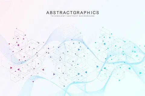 Geometric abstract background with connected line and dots. Structure molecule Stock Illustration