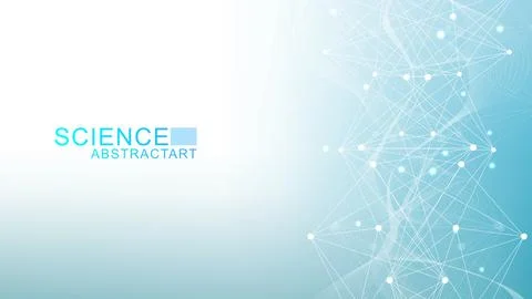 Geometric abstract background with connected line and dots. Structure molecule Stock Illustration