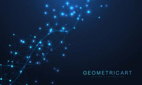 Geometric abstract background with connected line and dots. Structure molecule Illustrazione stock