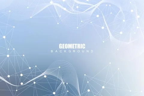 Geometric abstract background with connected line and dots. Structure molecule Stock Illustration