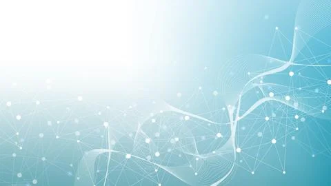 Geometric abstract background with connected line and dots. Structure molecule Stock Illustration
