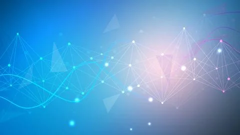 Geometric abstract background with connected line and dots. Structure molecule Illustrazione stock
