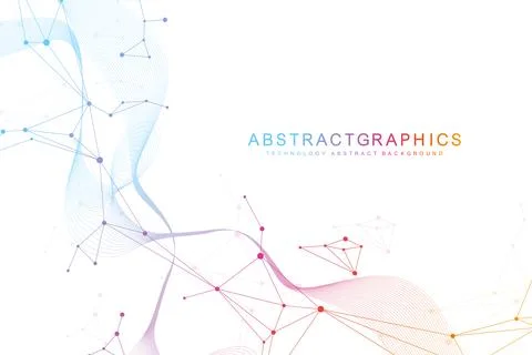 Geometric abstract background with connected line and dots. Structure molecule Stock Illustration