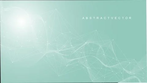 Geometric abstract background with connected line and dots. Structure molecule Stock Illustration