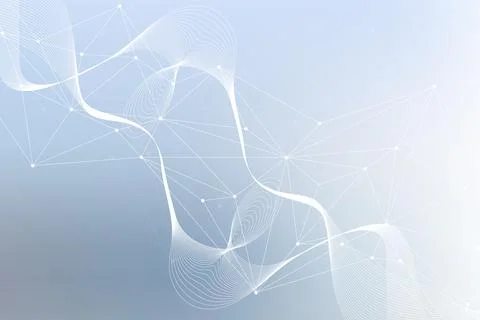 Geometric abstract background with connected line and dots. Structure molecule Stock Illustration