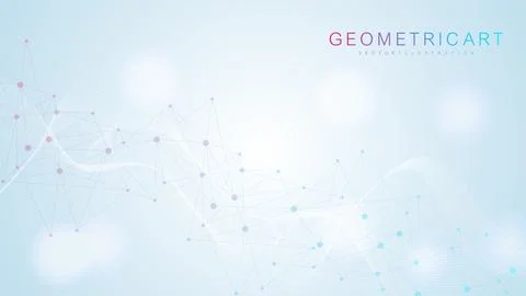 Geometric abstract background with connected line and dots. Structure molecule Stock Illustration