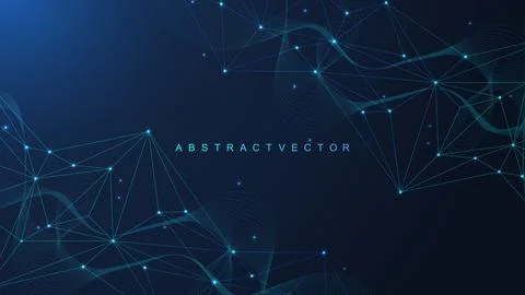 Geometric abstract background with connected line and dots. Structure molecule Stock Illustration