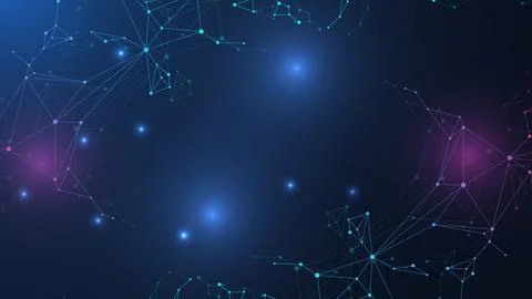 Geometric abstract background with connected line and dots. Structure molecule Illustrazione stock