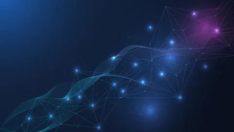 Geometric abstract background with connected line and dots. Structure molecule Stock Illustration