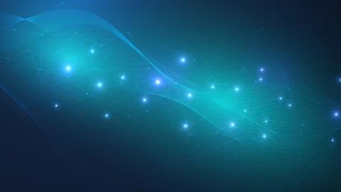 Geometric abstract background with connected line and dots. Structure molecule Stock Illustration