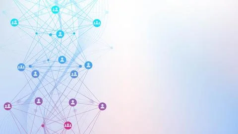 Geometric abstract background with connected line and dots. Structure molecule Stock Illustration