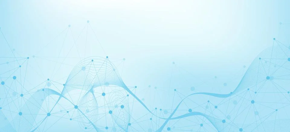 Geometric abstract background with connected line and dots. Structure molecule Stock Illustration