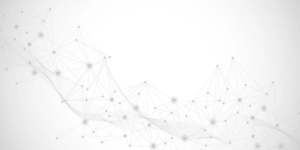 Geometric abstract background with connected line and dots. Structure molecule Stock Illustration