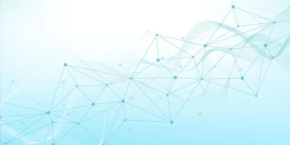 Geometric abstract background with connected line and dots. Structure molecule Stock Illustration