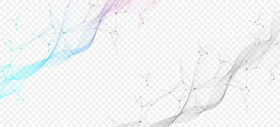 Geometric abstract background with connected line and dots. Structure molecule Stock Illustration