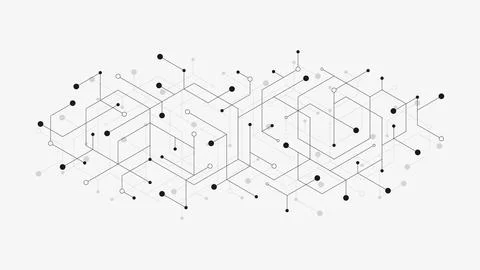 Geometric abstract background with connected line and dots. Structure molecule Stock Illustration
