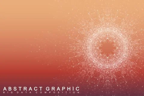 Geometric abstract background with connected lines and dots. Big data complex Illustrazione stock