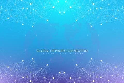 Geometric abstract background with connected lines and dots. Big data Illustrazione stock