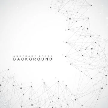 Geometric abstract background with connected lines and dots. Big data Illustrazione stock