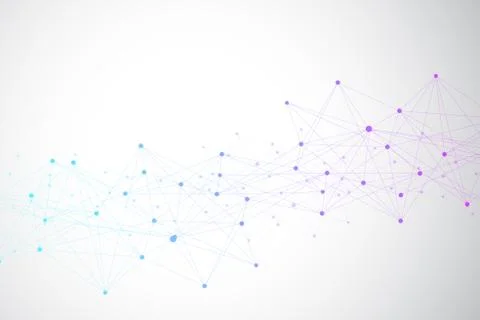 Geometric abstract background with connected lines and dots. Big data Stock Illustration