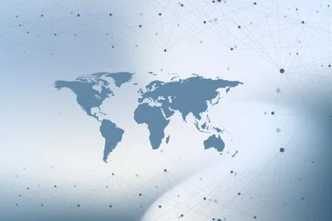 Geometric abstract background with connected lines and dots. Big data Stock Illustration