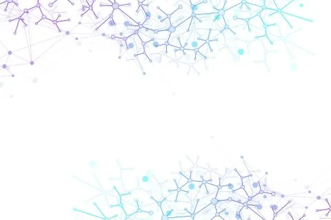 Geometric abstract background with connected lines and dots. Wave flow. Molecule Illustrazione stock