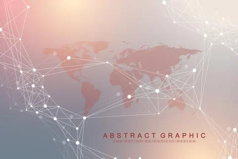 Geometric abstract background with connected lines and dots. Artificial Stock Illustration