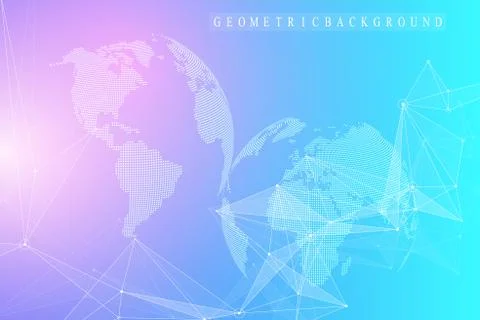 Geometric abstract background with connected lines and dots. Artificial イラスト素材